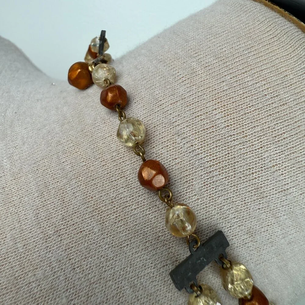 Vintage Two-Strand Root Beer Plastic Necklace 14.5-17